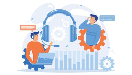Grafische Abbildung von zwei Personen im IT-Support
